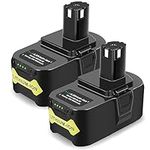 ASUNCELL 2 Pack RB18L50 Battery Replacement for Ryobi 18V Battery, 18v 5.0Ah P108 Li-ion Battery for Ryobi BPL-1815 BPL-1820G BPL1820 BPL18151 P102 P103 Cordless Power Tool (with Indicator light)