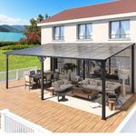 AECOJOY 20' x 12' Wall-Mounted Gazebo, Large Hard Top Lean-to Gazebo Pergola 12x20 on Clearance, Heavy Duty Patio Awnings for Garden