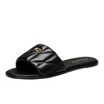 COACH Women's Holly Sandal, Black/White, 4 UK