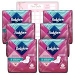 Body Form 8 Ultra Long Sanitary Towels with Wings Pack of 6, 48 (8 x 6 Packs) Heavy Flow Breathable Top Layer Period Pads, Cour-V Ultra Long with Caliko Period Tracker