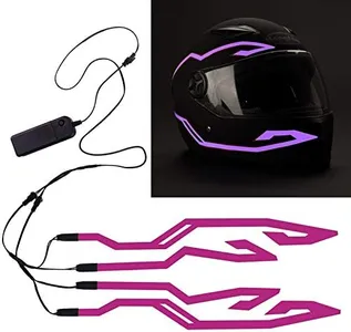 JIGUOOR 4PCS Motorcycle Helmet Light, Night Riding Signal Helmet EL Light, 3 Mode Led Helmet Light Strip Decoration Accessories Kit for Motorcycle (Purple,Battery Powered)