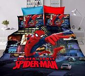 SHAHI Kids Bedsheets Microfiber Spider Man in Action Double Bed Bedsheet with 2 Pillow Covers (Multicolour)