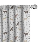 Ambesonne Dog Lover Window Curtains, Paw Print Bones and Dog Silhouettes American Foxhound Breed Playful Pattern, Lightweight Decor 2-Panel Set with Rod Pocket, Pair of - 28" x 84", Umber Beige