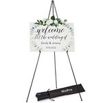 Nicpro Folding Easel for Display, 63 Inch Metal Floor Easel Stand Tripod Black Portable for Artist Poster Wedding with Carry Bag