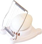 Egg Slicer - for Cutting Hard Boiled Eggs Effectively, Stainless Steel Wires Durable Plastic, Dishwasher Safe, 5 x 5 x 4 cm, White and Blue (Egg Slicer)