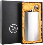 TOX TANEAXON 12 oz Classic Silver Pocket Whiskey Liquor Alcohol Hip Flask with Funnel and Box - Stainless Steel and Leak Proof