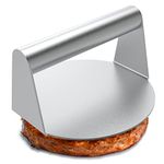 JENNY FRIDA Stainless Steel Burger Press, 5.5 Inch Round Smasher, Non-Stick Smooth Hamburger Press Flat Bottom Without Ridges, Bacon Grill Perfect for Top Griddle Cooking