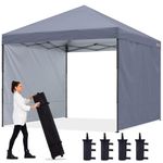 ABCCANOPY 3x3M Pop up Gazebo With Two Side Panels Upgraded Roller Bag, 4 Weight Bags, Stakes and Ropes (Gray)