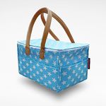 HIPPO Cute Diaper Caddy Bag With Lid Protection For Smart Mothers For Baby Products, Baby Diaper Caddy Organizers Baby Wipes Felt Storage, Nursery, Foldable And Portable (Blue-Star, Large)