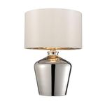 Randy Modern High Shine Chrome Effect Glass Reading Desk Table Lamp with Ivory Fabric Shade