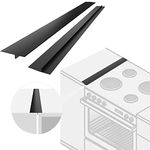 ddLUCK 2 Pack Silicone Stove Hob Counter Gap Cover, 63cm/25" Cooker Gap Filler Heat Resistant Worktop Seals Spills Strips for Oven, Stovetop and Kitchen Appliances Countertop (Black)