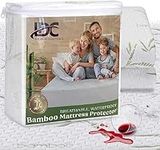 LDC Lux Decor Collection - Bamboo Mattress Protector, 100% Waterproof & Ultra-Tech Cooling Polyester - Durable Construction, Dust Mites Protection - Fitted Sheet Style, Deep Pocket Twin 16"
