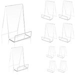 TRIMOU Clear Acrylic Book Stand with Ledge Clear Acrylic Book Display Easel, Display Stand for Displaying Books Pictures Albums Comic Books CDs Artworks Tablets or Other Items (5 Large+5 Small)