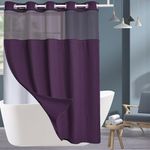 Conbo Mio Fabric Waffle Weave Hotel Shower Curtain with Snap in Liner for Bathroom Waterproof Machine Washable Shower Curtain (Waffle-Purple,71W x 74H)