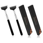 WOVTE Back Scratcher, Black Portable Extendable Stainless Steel Telescoping Back Massager for Adults Men Women Itch Relief (7.87 to 26.77 Inch) (2)