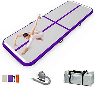 EZ GLAM Inflatable Gymnastics Mat with Pump, Purple