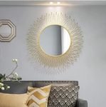 The Arts Box Modern Stylish Metal Mirror For Home Decor, Living Room&Bathroom-Latest Wall Mirrors For Home Decor-Mirror For Home&Restaurant (Green Gold), Framed, Round