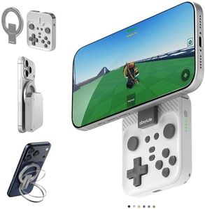 abxylute M4 Snap-On Mobile Gaming Controller for Android & iPhone, Lightweight Portable Phone Controller, Pocket-Sized Retro Emulator Gamepad Kickstand,Dual Joystick Turbo for Pro Gaming,Magnet White