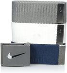 Nike Men's 3 Pack Golf Web Belt, White/Gray/Navy, One Size