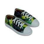 KOB SOOK ; WALK WITH JOY Women's Green Painting Low Ankle Canvas Sneakers - 7 UK