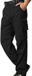 Jessie Kidden Men's Outdoor Hiking Pants Quick Dry Convertible Cargo Zipper Off Fishing Travel Pants #225-Black 32