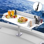 Artqiu Fishing Boat Bait Cutting Board with 360°Adjustable Rotational Stopper Rod Holder Mount Side Organizer Design and Knife Slot, Easy to Install Cleaning Station Extended Boat Fish Cleaning Table