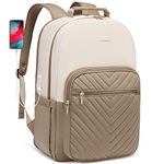 LOVEVOOK Laptop Backpack Womens, Large 17 Inch Rucksack Bag for Women,School College Travel University Back Pack, Waterproof Work Bags with USB Charging Port, Ladies Backpacks, Khaki Beige