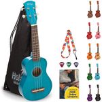 Hola! Music Ukulele for Adults & Kids - 53cm HM-21BU Soprano Ukulele for Kids with Carry Case, Strap and Picks - Blue