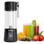 Arvox Portable Blender For Smoothie And Juices,Milk Shakes,Crushing Ice,Usb Rechargeable Blender Machine For Kitchen With 3000 Mah Battery,180 Watts Motor,400 Ml,Built-In Jar,Black