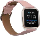 kwmobile Real Leather Watch Strap Compatible with Garmin Venu Sq 2 Music/Sq 2 - Fitness Tracker Replacement Sports Wristband with Clasp
