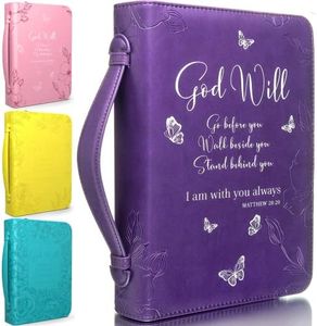 Bible Covers for Women and Girls - Leather Bible Case Bag Large and Medium Size Fits Books Up to 10.1 x 7 x 1.9 Inches - Gift for Women Bright Goods by DEHITE - Purple Faux PU Leather Bible Accessory