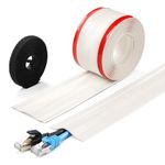 8.2ft Cord Cover Floor, Soft PVC Cord Covers for Wires on Floor, Self-Adhesive Floor Cable Cover Cord Hider, Floor Cable Management Cable Protector for Commercial Office Carpet/Floors/Wall White