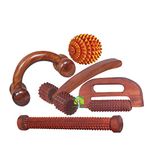 FA INDUSTRIES® Wooden Massager Combo Kit Body Massager Rood Massager (6 Inch), Handle Massager (5 x 3 In), Neck Massager (5 x 2.5 In), Ball Massager (2 x 2 In), Ring Massager (Pack of 5)