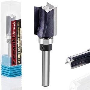 Keewaki 3/4" Cutting Dia 3-Flute Bottom Bearing Bit, 1/4" Shank, 3/4" Cut