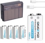 GKUGEYGO 9V Alkaline Battery, All-Purpose Alkaline 9V Battery for Household and Office Devices with Long-Lasting Power (5-Pack)
