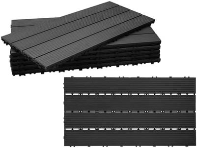 Gimisgu Dalles de Jardin clipsables en Bois Composite WPC, 30x60cm 30 Pièces par 5m² Dalle Jardin extérieur avec Système de Drainage, Système plug-in Facile à poser, Anthracite