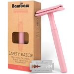 Bambaw Pink Double Edge Safety Razor for Women | Reusable Metal Razor Eco Friendly DE Razor | Safety Razors Women | Safety Razors Fit All Double Edge Razor | Womens Safety Razor