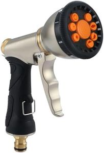 Fippy Pistola De Riego, Pistola Pulverizadora de Metal para Manguera de jardín, 9 Patrones Ajustables, Pistola de agua de metal resistente para riego de plantas, lavado de automóviles y mascotas