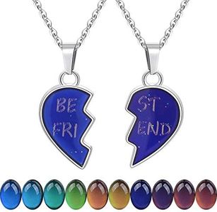 FM FM42 Temperature Sensing Color Changing Best Friend 2-Split Heart Pendant Necklace Set, Pack of 2