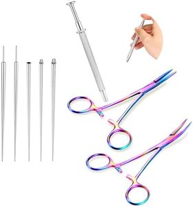 GEMQUEEN Piercing Taper Pliers Ball Grabber Tool for Changing Jewelry - Curved and Straight Forceps Stainless Steel Flat Back Earrings Insertion Tool Threadless Body Piercing Kit for Ear Nose Lip 8pcs