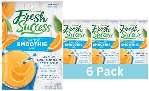 Concord Foods Orange Smoothie Mix - Citrus Flavor with No Artificial Flavors, Colors, or Preservatives - Ideal for Fresh Fruit Smoothies - 2 oz Pouch for Healthy Smoothies Pack of 6