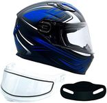 Typhoon Helmets Adult Full Face Dual Lens Snowmobile Helmet w/Drop Down Sun Shield DOT (Blue, X Large)