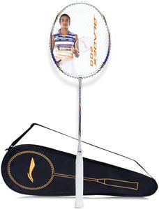 Li-Ning BladeX 200R Carbon Fibre Strung Badminton Racquet with Full Cover | for Professional | Light Head | Dynamic Optimum Frame | Maximum String Tension- 27lbs | Size: 4U (83gm) | White-Blue