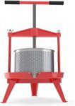 Fruit Press Cider Wine Making with T- Hand for Homemade Naturial Juice, Grape, Vinasse,Oil Pomace and Honeycomb, Apple Crusher Presser, Included Free Filter Bag (9L, Stainless Steel)