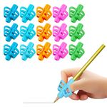 HILELIFE Pencil Grips for Children - 15 Pack Pencil Grips for Kids Handwriting, Ergonomic Writing Training Aid Correction Silicon Gel Pencil Grip for Children Preschoolers