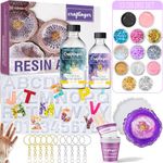 Craftinger Diy Resin Alphabet Keychain Making Kit With 200Gm Epoxy Resin & Coaster Mould, Glitter Pigments And More, Multicolor