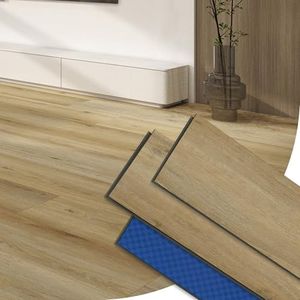 19.56 Sq.Ft SPC Vinyl Flooring Plank Click‑Lock Rigid Core Wood Look Luxury Waterproof Floor Tile 5 Planks with IXPE Pad 9"×62.6" x8 mm 30mil Wear Layer Scratch Resistant,Sand Tan