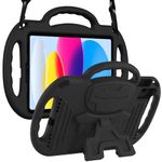 LTROP Kids Case for iPad 11th Generation (A16) 2025 / 10th Generation(10.9 Inch, 2022) with Shoulder Strap, Durable Light Weight Handle Stand Child-Proof Bumper Case for iPad 11th/10th Gen, Black