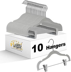 Quality Kids Children's Plastic Non Velvet Non-Flocked Thin Compact Skirt Pant Coat Hangers with Metal Clips for Skirts Pants Blouses 360° Swivel Hook, Jacket, Shirt, Legging, Suit Hangers (Gray, 10)