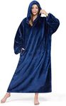 Lifewit Wearable Blanket Hoodie, Warm and Cozy Hoodie with Sleeves and Pockets, Flannel Blanket Sweatshirt for Women, Men, Large, Navy